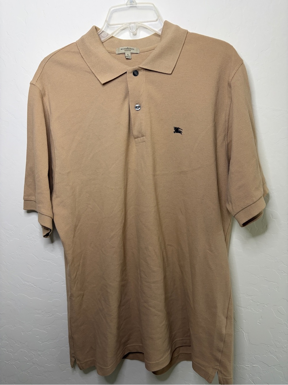 Burberry Beige Short-Sleeve Polo with Embroidered Logo